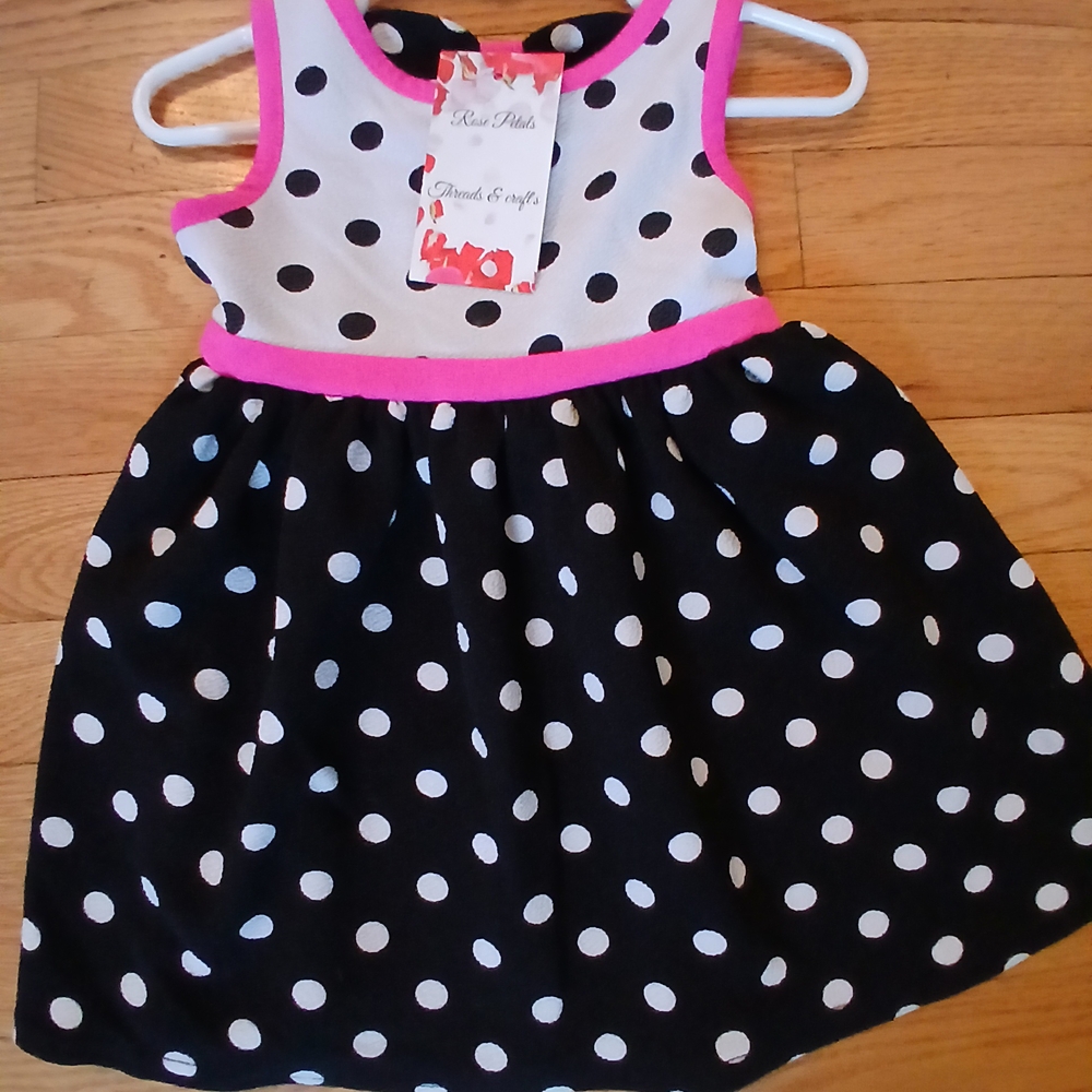 Polka Dot Dress with Pink Trim